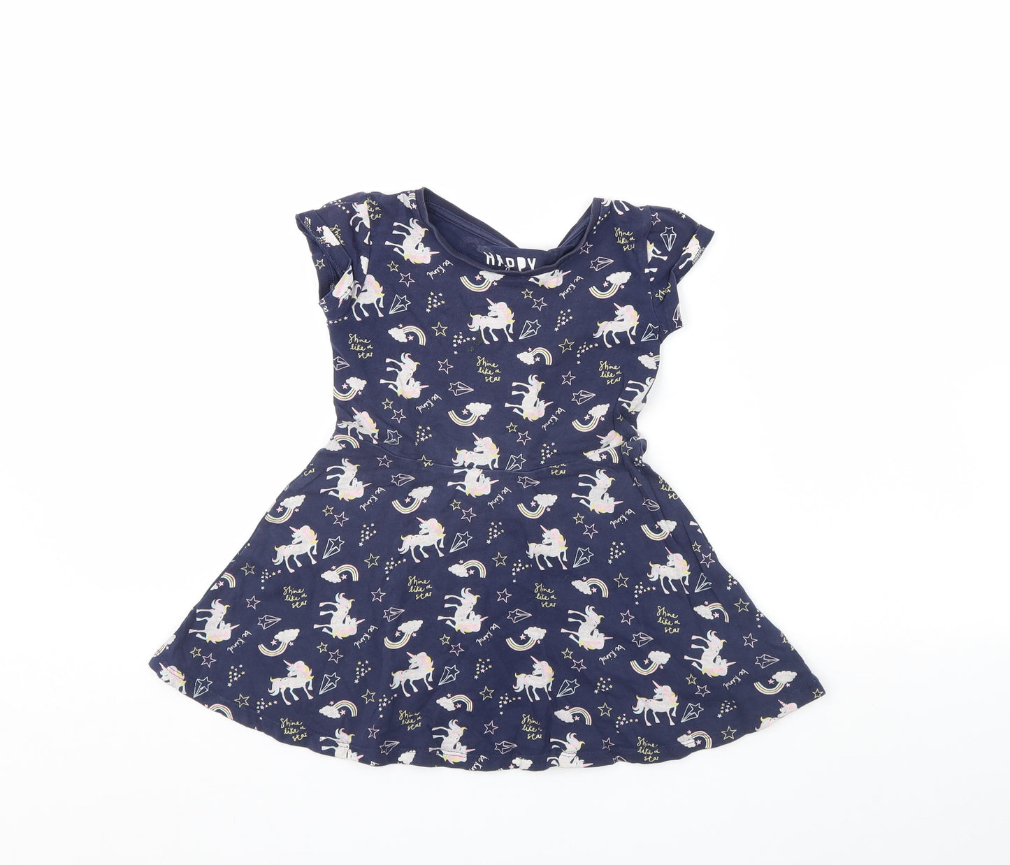 F&F Girls Blue Animal Print  Fit & Flare  Size 4 Years  - Unicorn