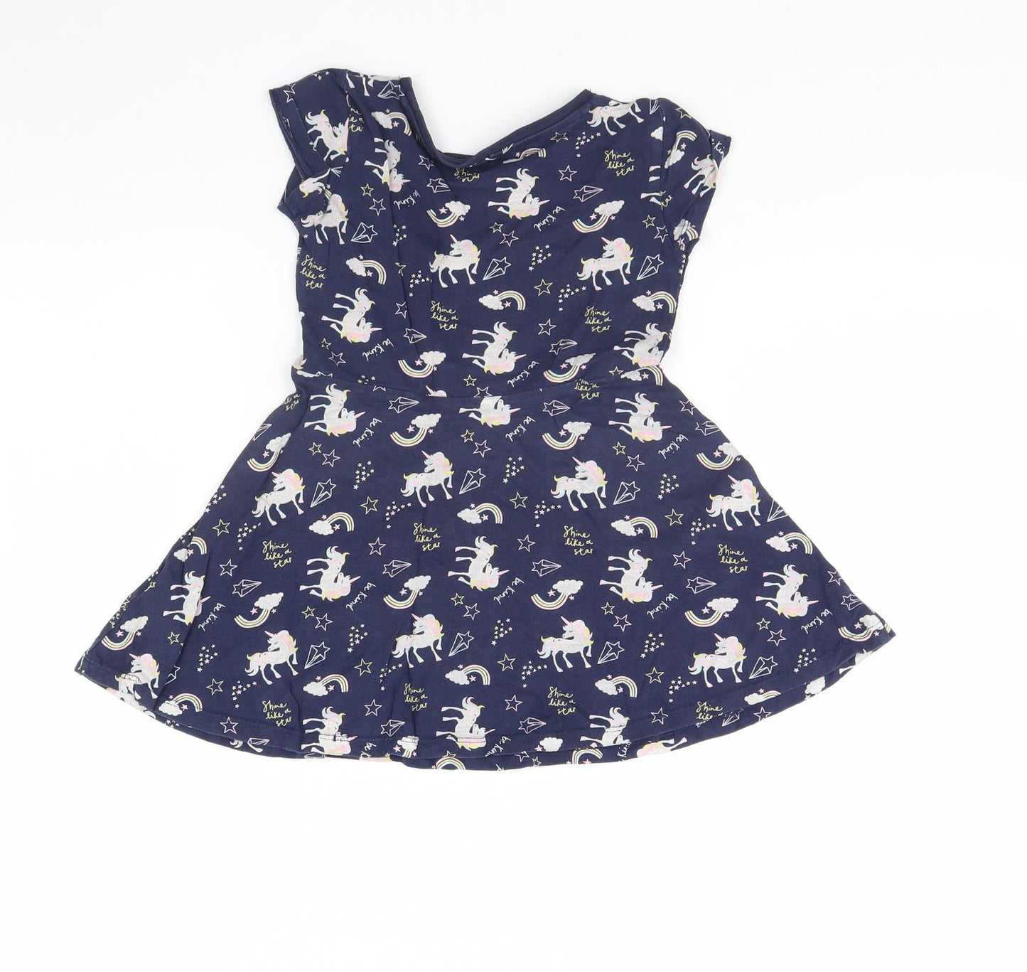 F&F Girls Blue Animal Print  Fit & Flare  Size 4 Years  - Unicorn