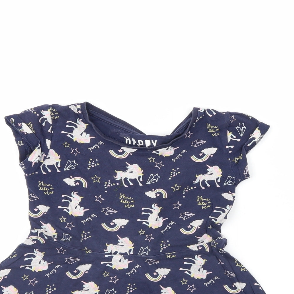 F&F Girls Blue Animal Print  Fit & Flare  Size 4 Years  - Unicorn