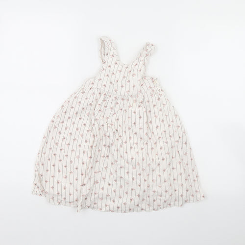 m&s Girls White Striped  Maxi  Size 2 Years