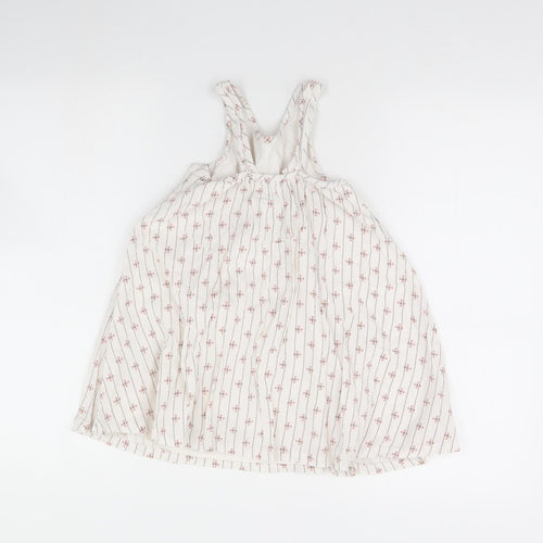 m&s Girls White Striped  Maxi  Size 2 Years