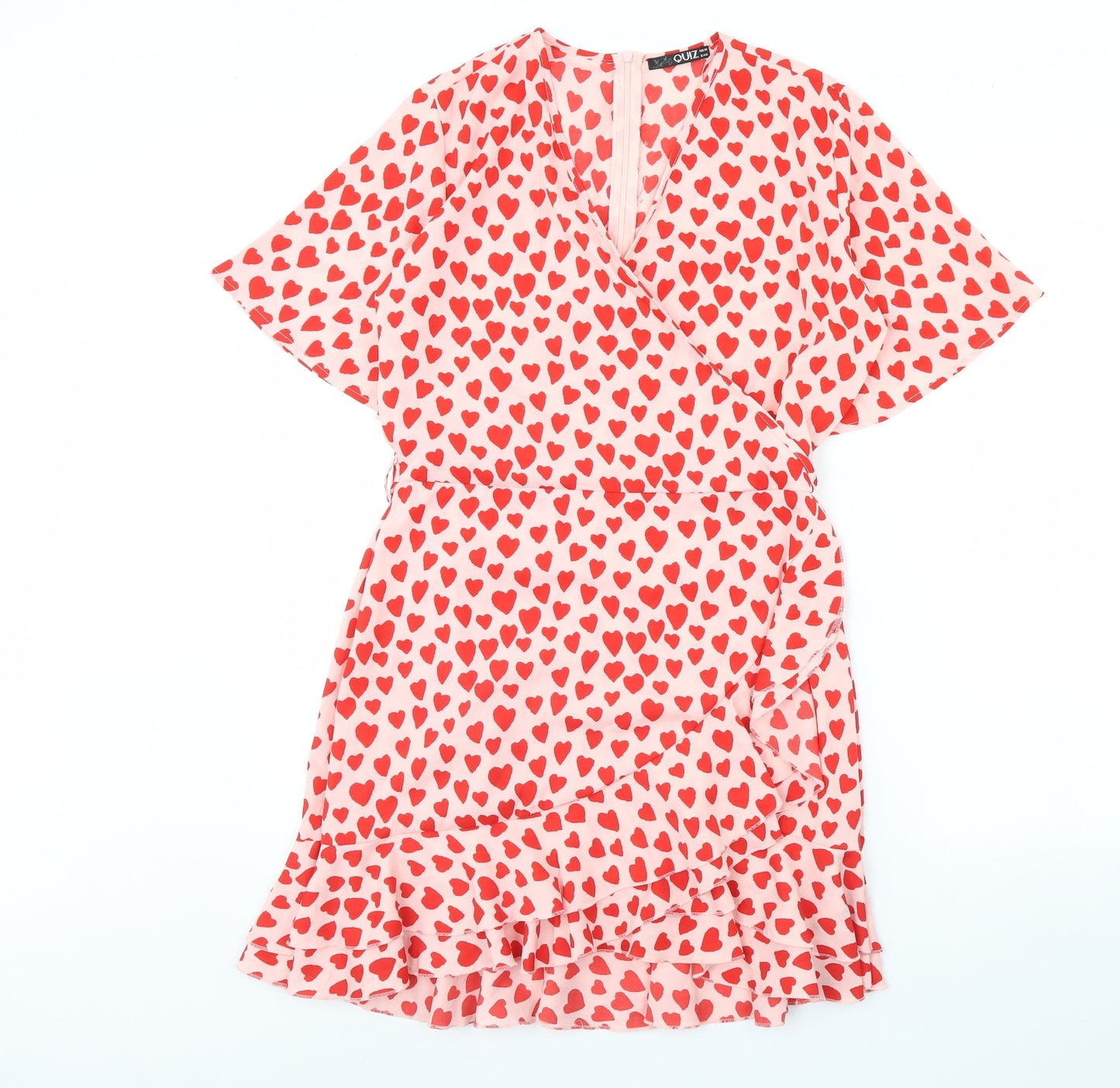 Quiz Womens Pink Polka Dot  Fit & Flare  Size 12