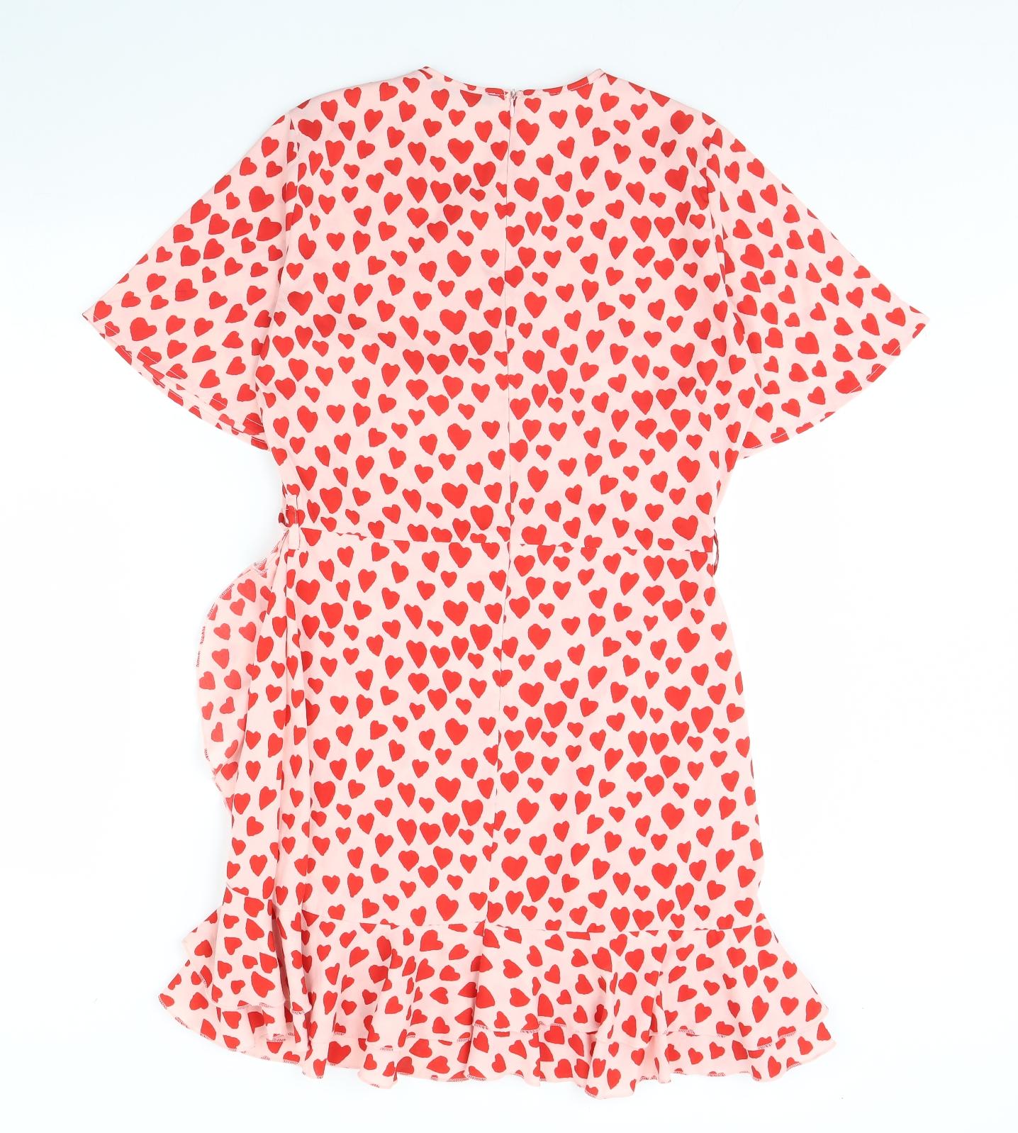 Quiz Womens Pink Polka Dot  Fit & Flare  Size 12