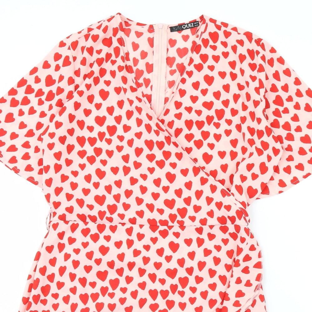 Quiz Womens Pink Polka Dot  Fit & Flare  Size 12