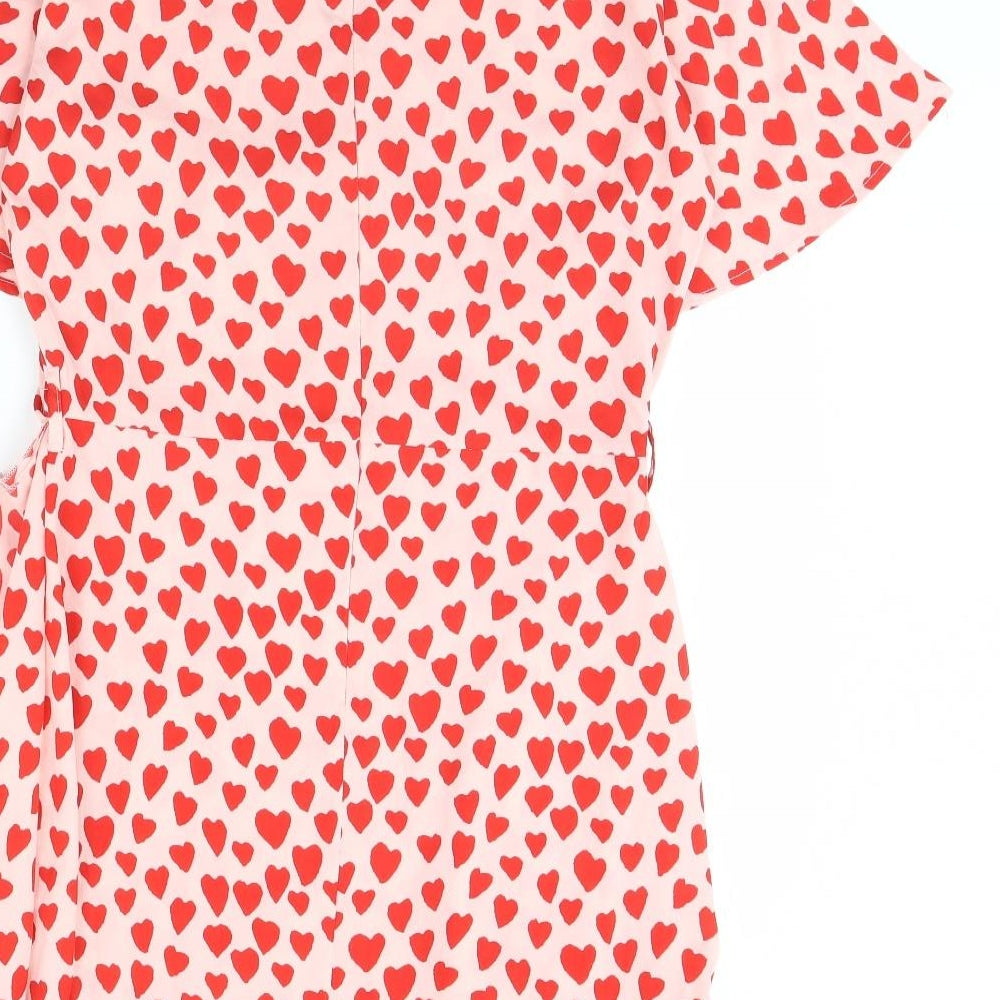 Quiz Womens Pink Polka Dot  Fit & Flare  Size 12