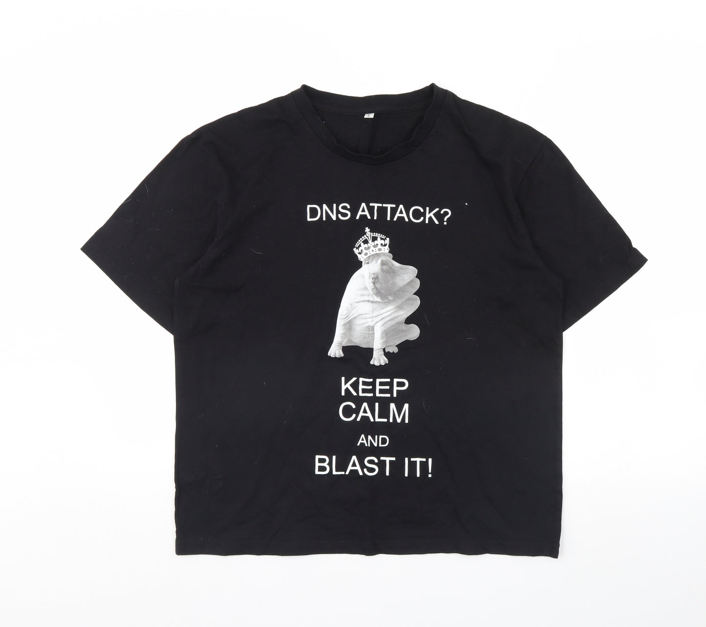 Preworn Mens Black    T-Shirt Size L  - Keep calm and