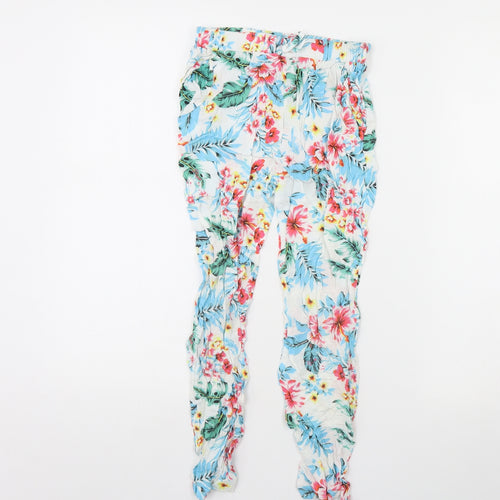 TU Girls White Floral  Capri Trousers Size 9 Months