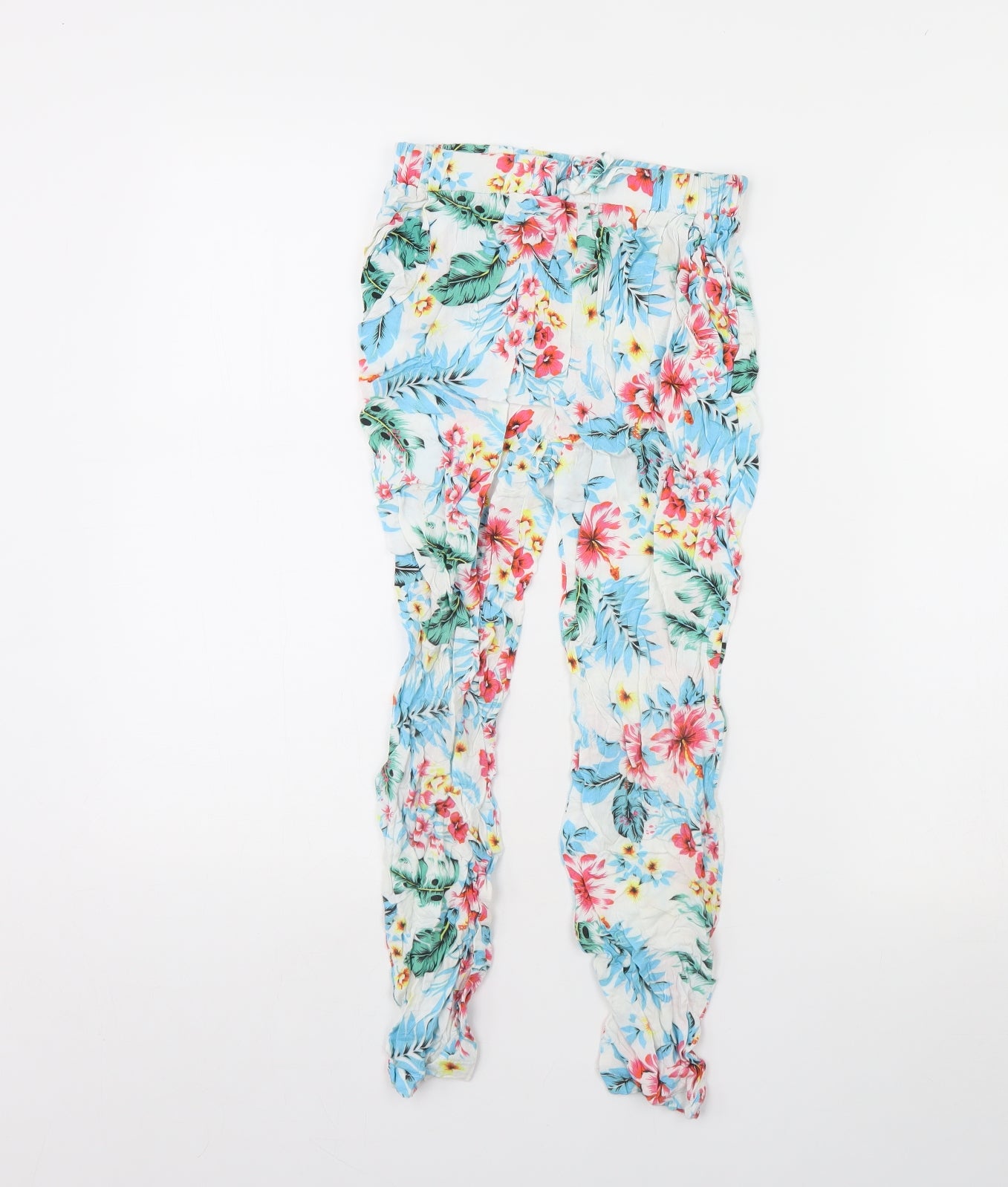 TU Girls White Floral  Capri Trousers Size 9 Months
