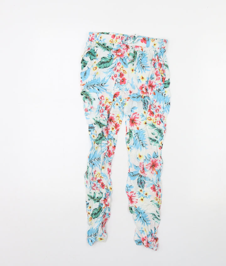 TU Girls White Floral  Capri Trousers Size 9 Months