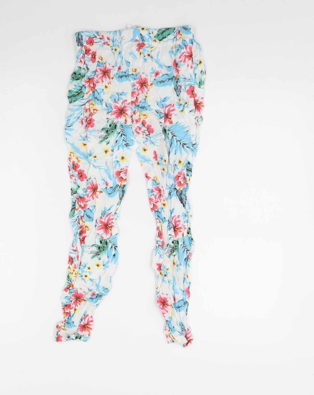 TU Girls White Floral  Capri Trousers Size 9 Months