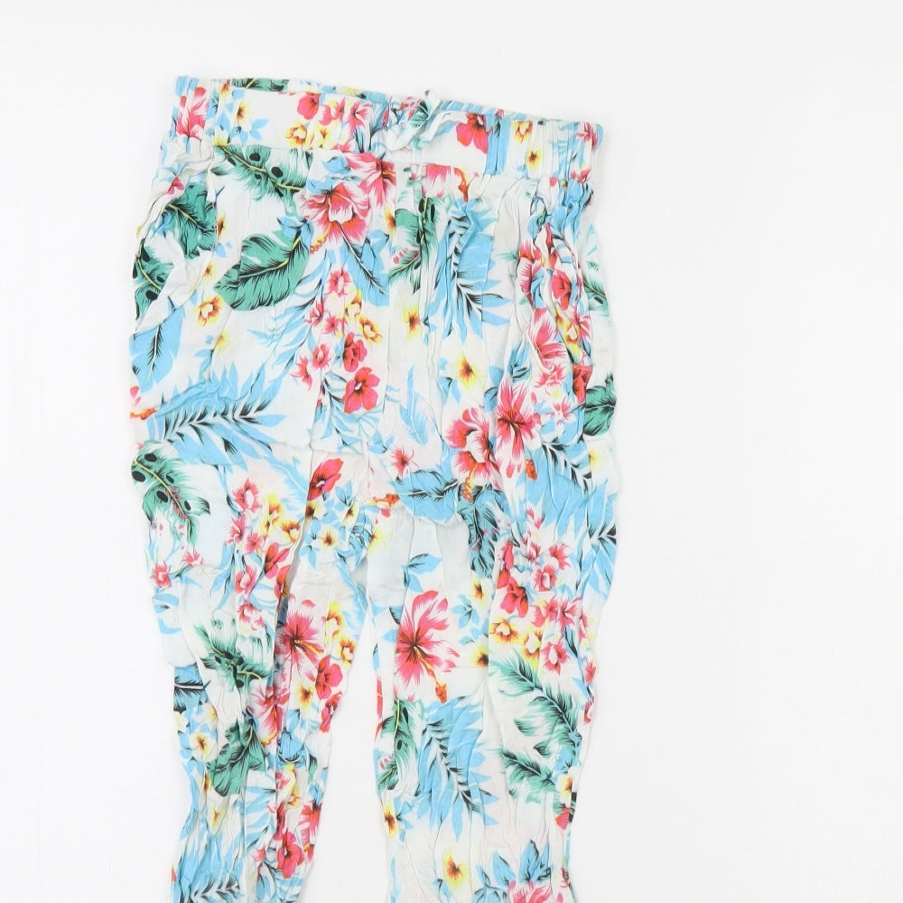 TU Girls White Floral  Capri Trousers Size 9 Months