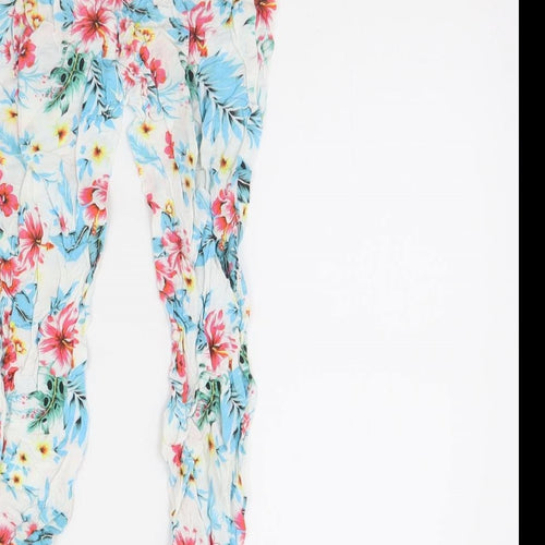 TU Girls White Floral  Capri Trousers Size 9 Months