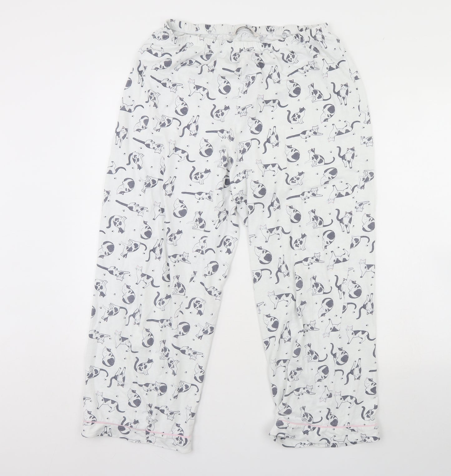 TU Womens White Animal Print  Cami Pyjama Pants Size 14  - Cat