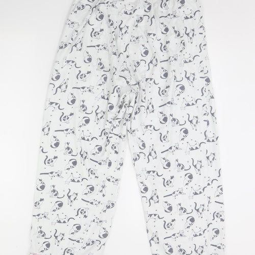 TU Womens White Animal Print  Cami Pyjama Pants Size 14  - Cat
