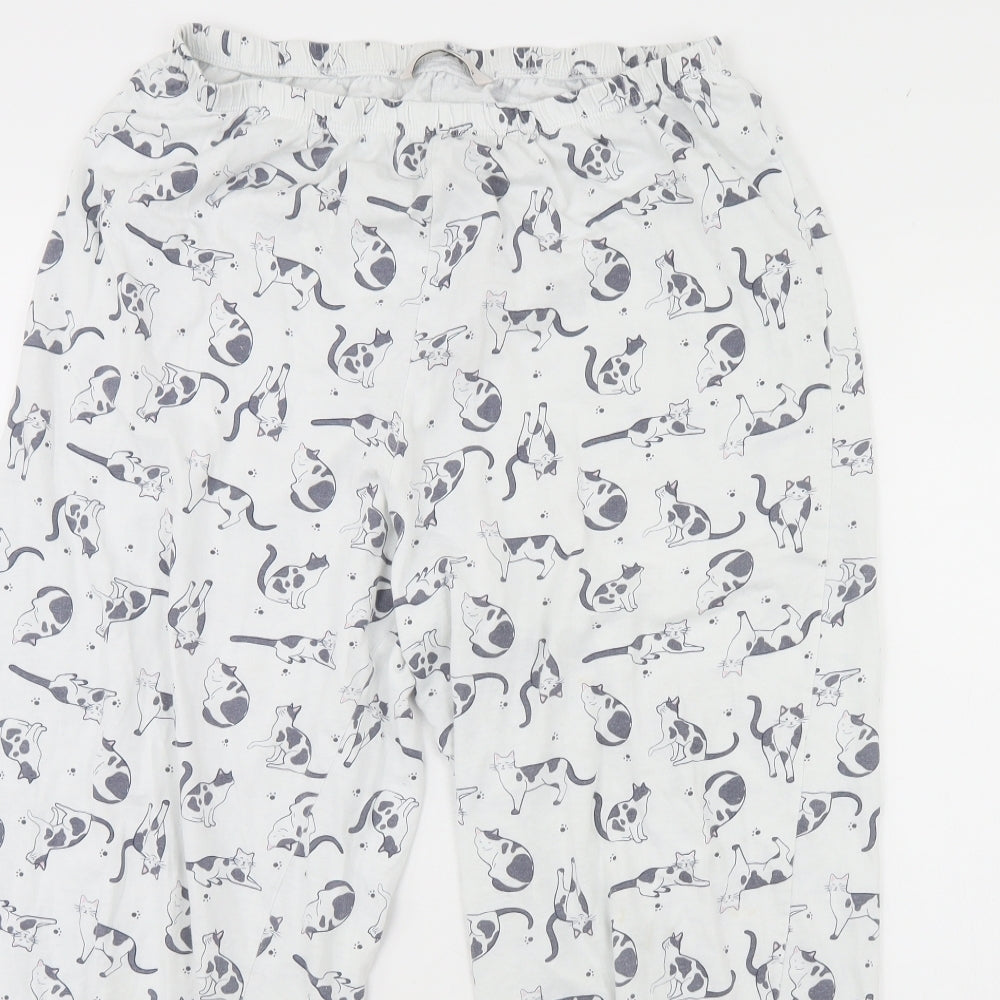 TU Womens White Animal Print  Cami Pyjama Pants Size 14  - Cat