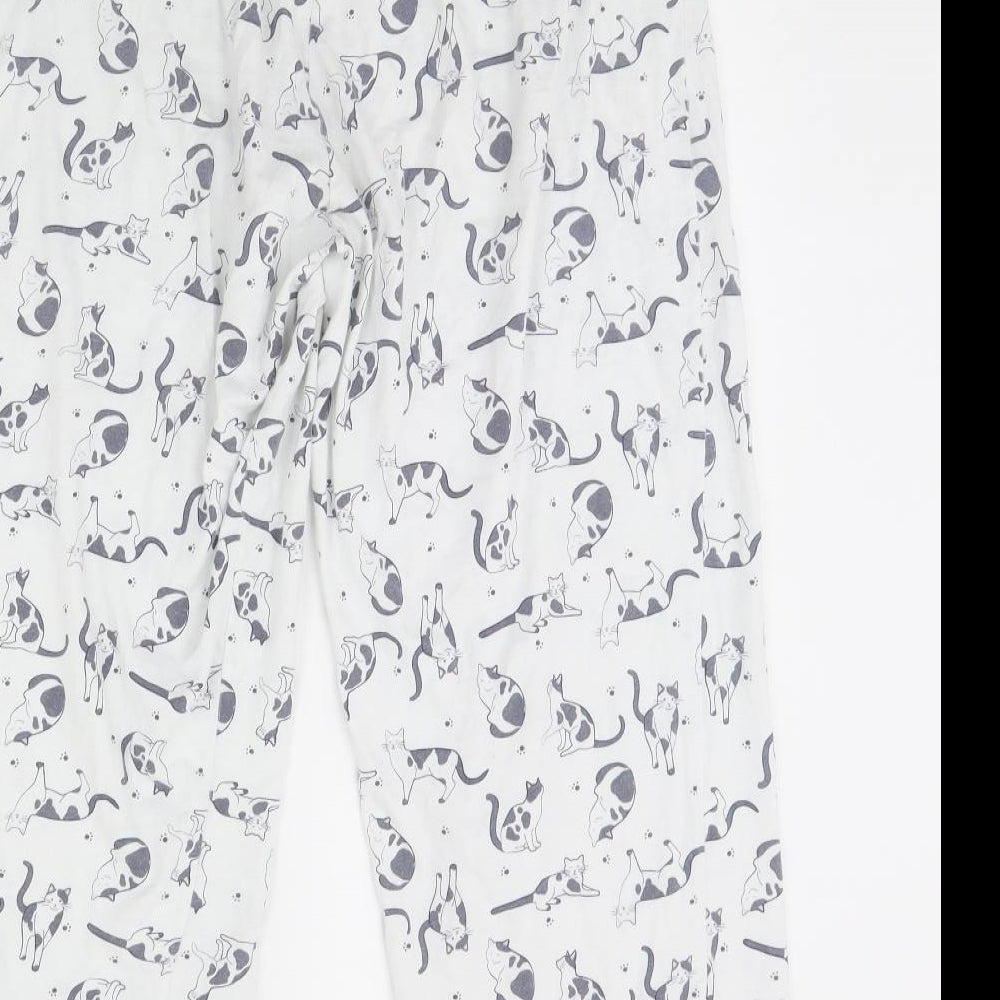 TU Womens White Animal Print  Cami Pyjama Pants Size 14  - Cat
