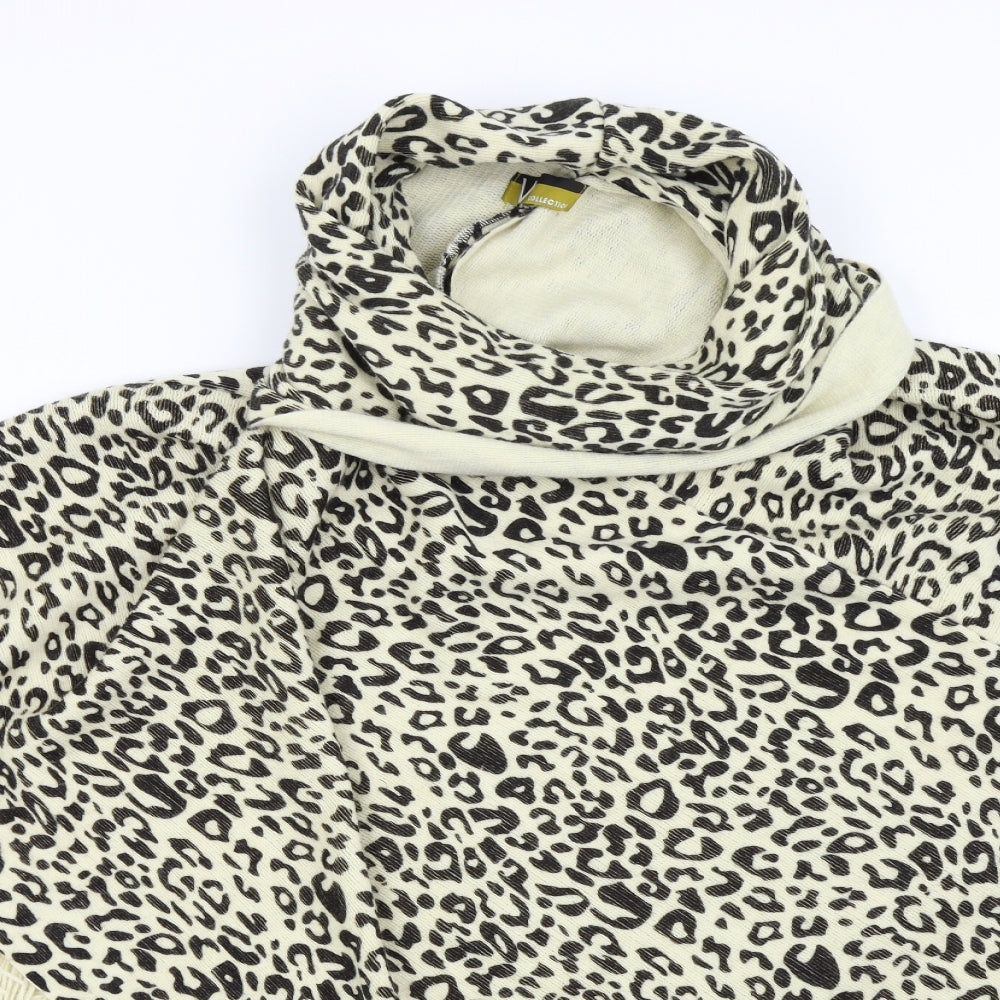 W Collection Womens Brown Animal Print Knit Jacket Poncho One Size