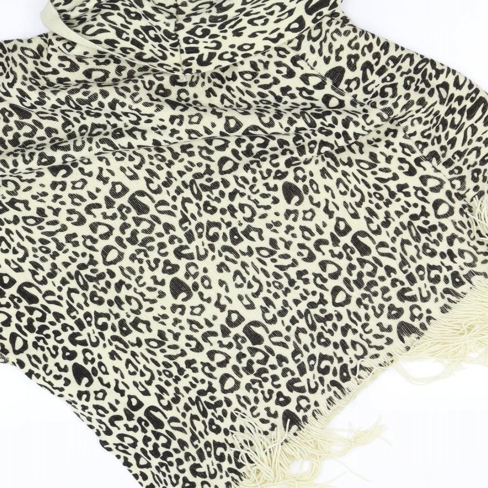 W Collection Womens Brown Animal Print Knit Jacket Poncho One Size