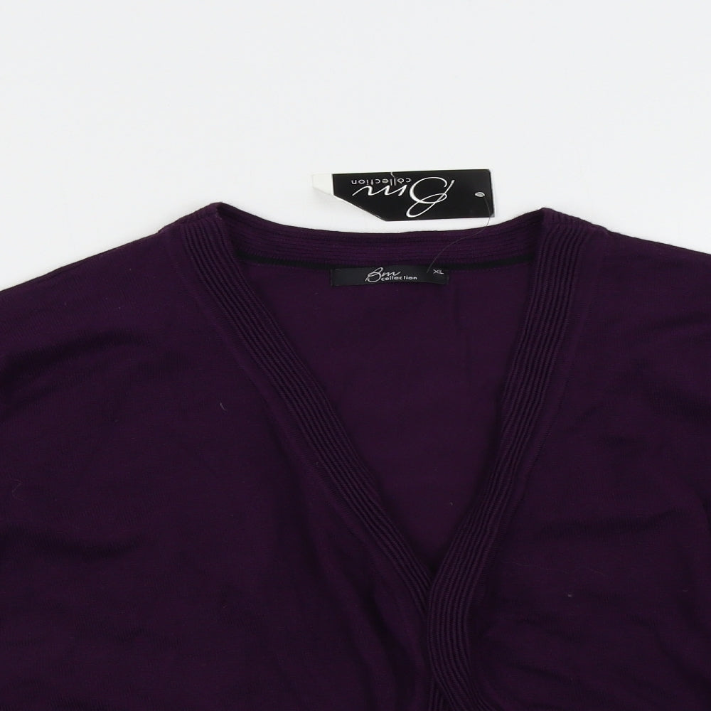 BM Collection Womens Purple  Knit Cardigan Jumper Size XL