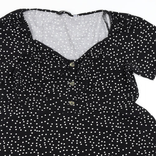 Dorothy Perkins Womens Black Polka Dot  Fit & Flare  Size 24