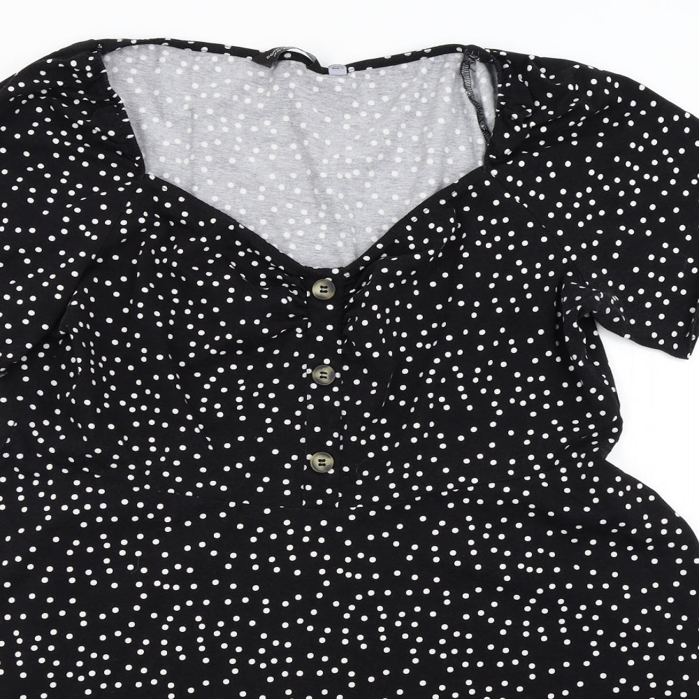 Dorothy Perkins Womens Black Polka Dot  Fit & Flare  Size 24