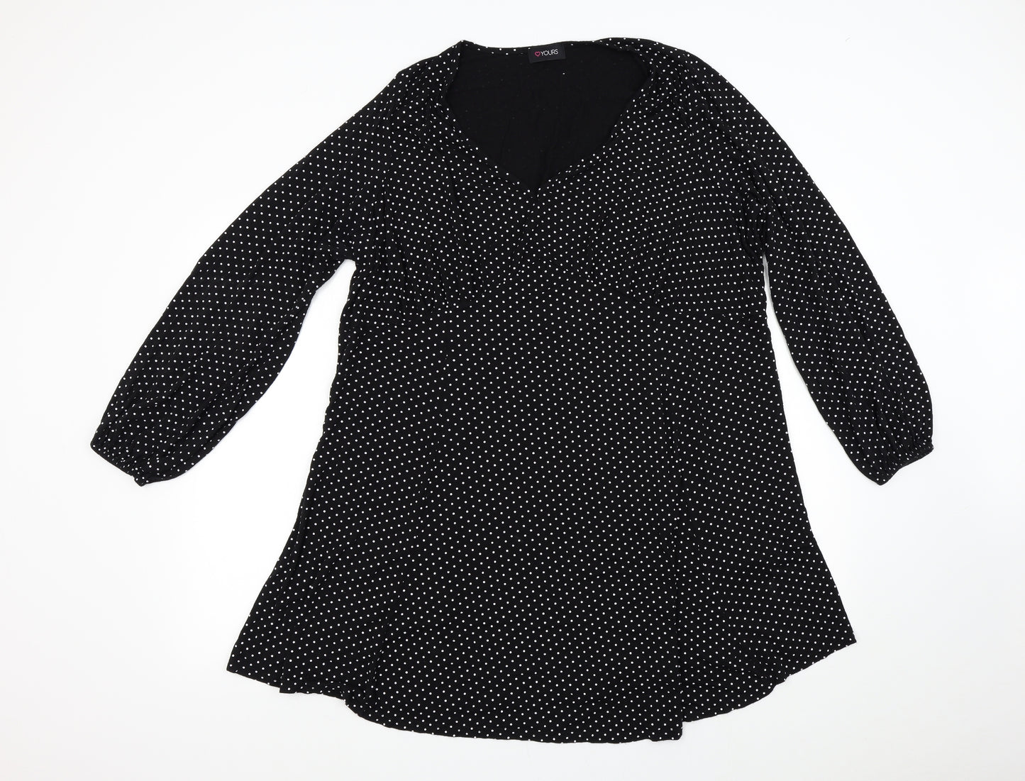 Yours Womens Black Polka Dot  T-Shirt Dress  Size 22