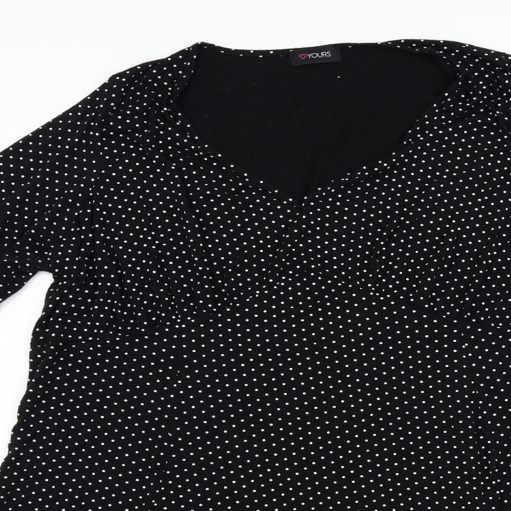 Yours Womens Black Polka Dot  T-Shirt Dress  Size 22