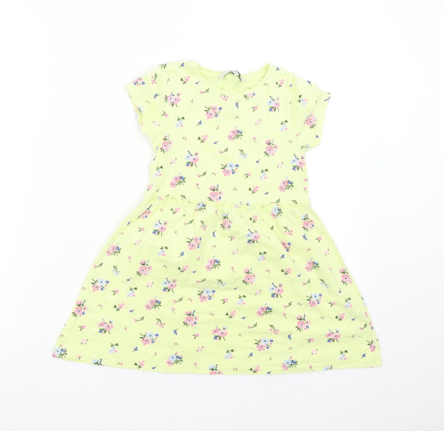 Angel Girls Yellow Floral  T-Shirt Dress  Size 5-6 Years