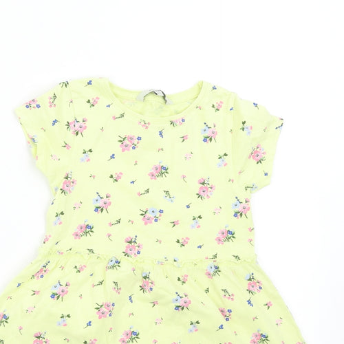 Angel Girls Yellow Floral  T-Shirt Dress  Size 5-6 Years