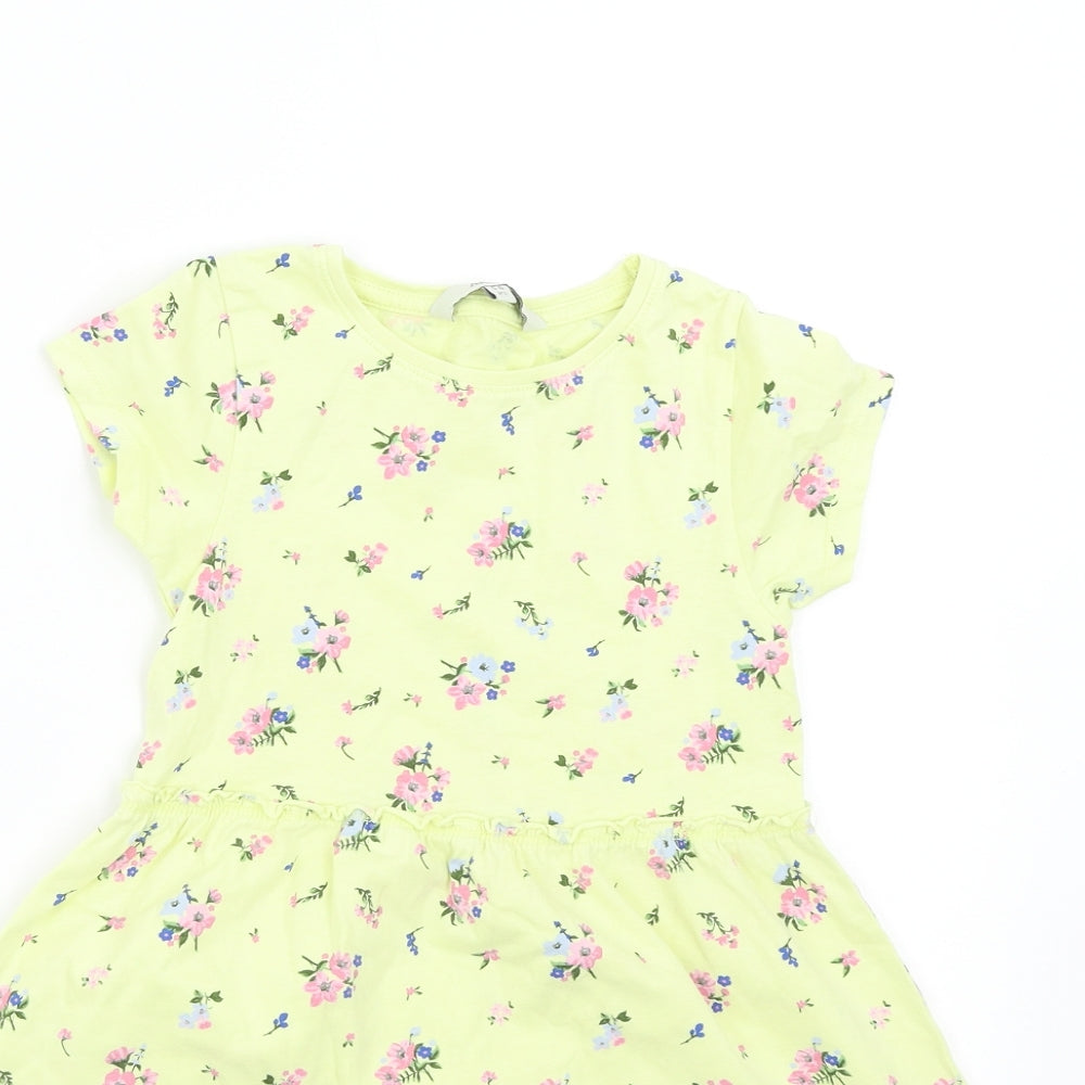 Angel Girls Yellow Floral  T-Shirt Dress  Size 5-6 Years