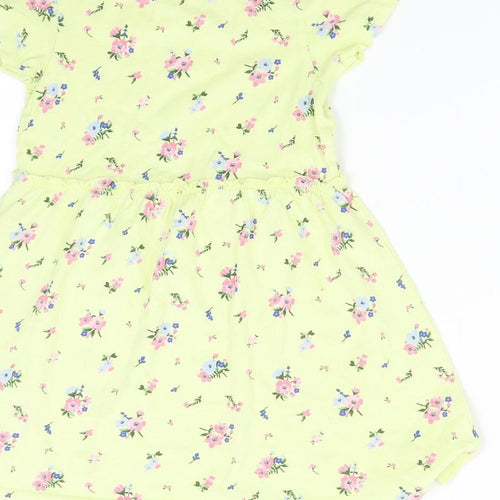 Angel Girls Yellow Floral  T-Shirt Dress  Size 5-6 Years