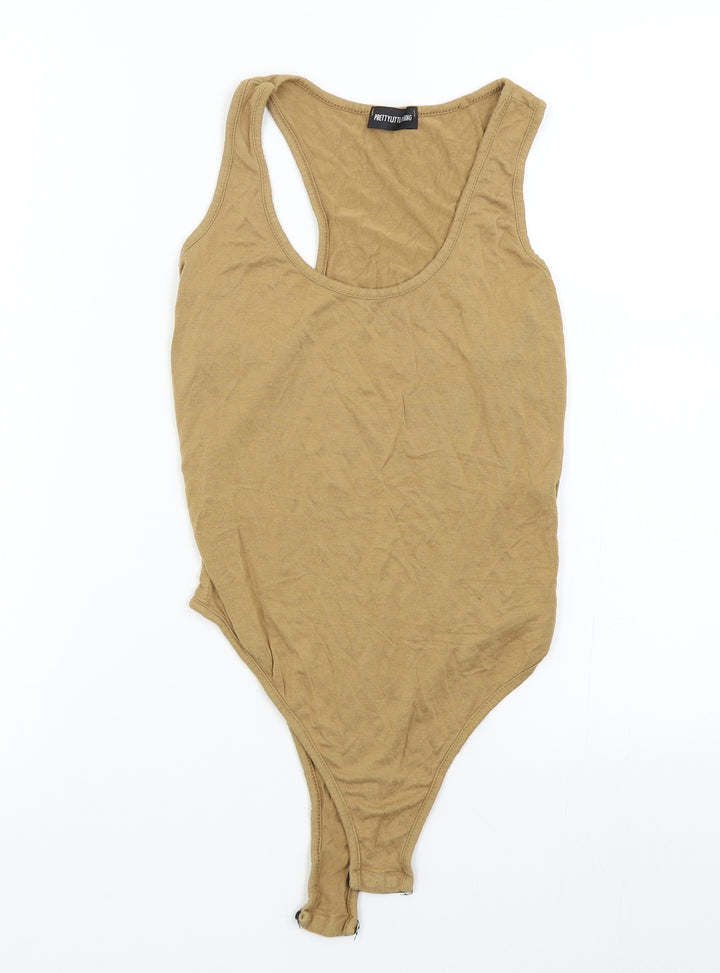 Pretty Little Thing Womens Brown Bodysuit One-Piece Size 10