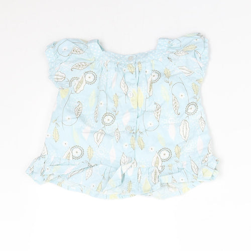 Matalan Girls Blue Floral  Basic Blouse Size 3-6 Months