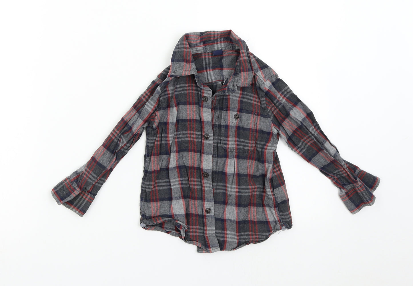 Baby Gap Boys Grey Check  Basic Button-Up Size 3 Years