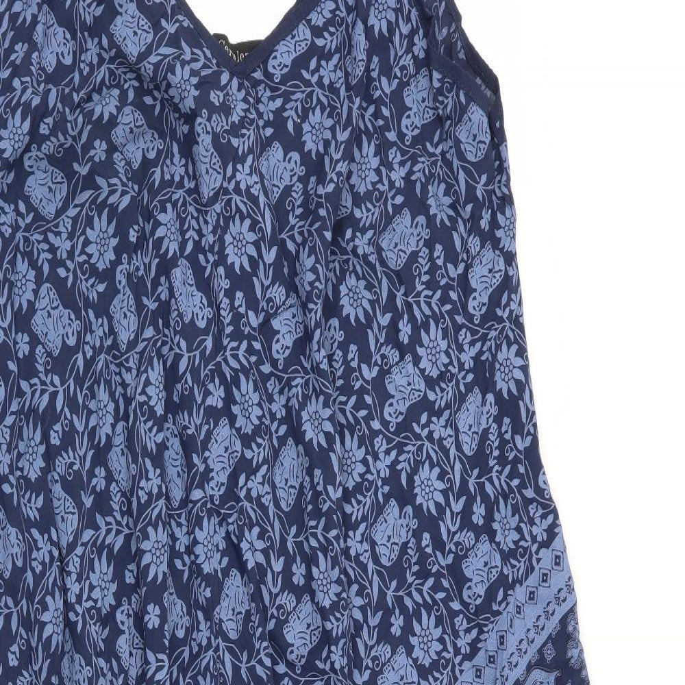 Cerulean Womens Blue Floral  Tank Dress
