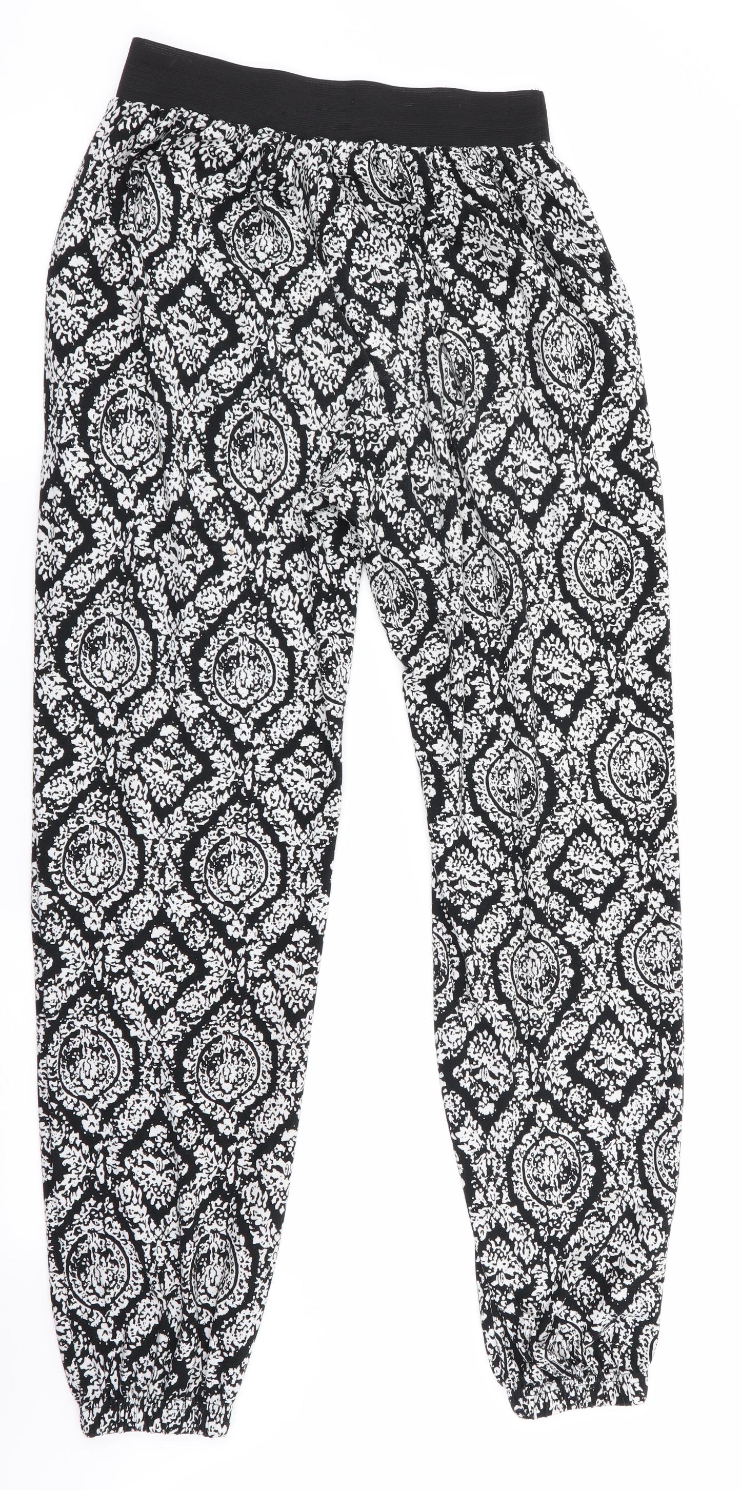 Mizami Womens Black Floral  Jogger Trousers Size S L29 in