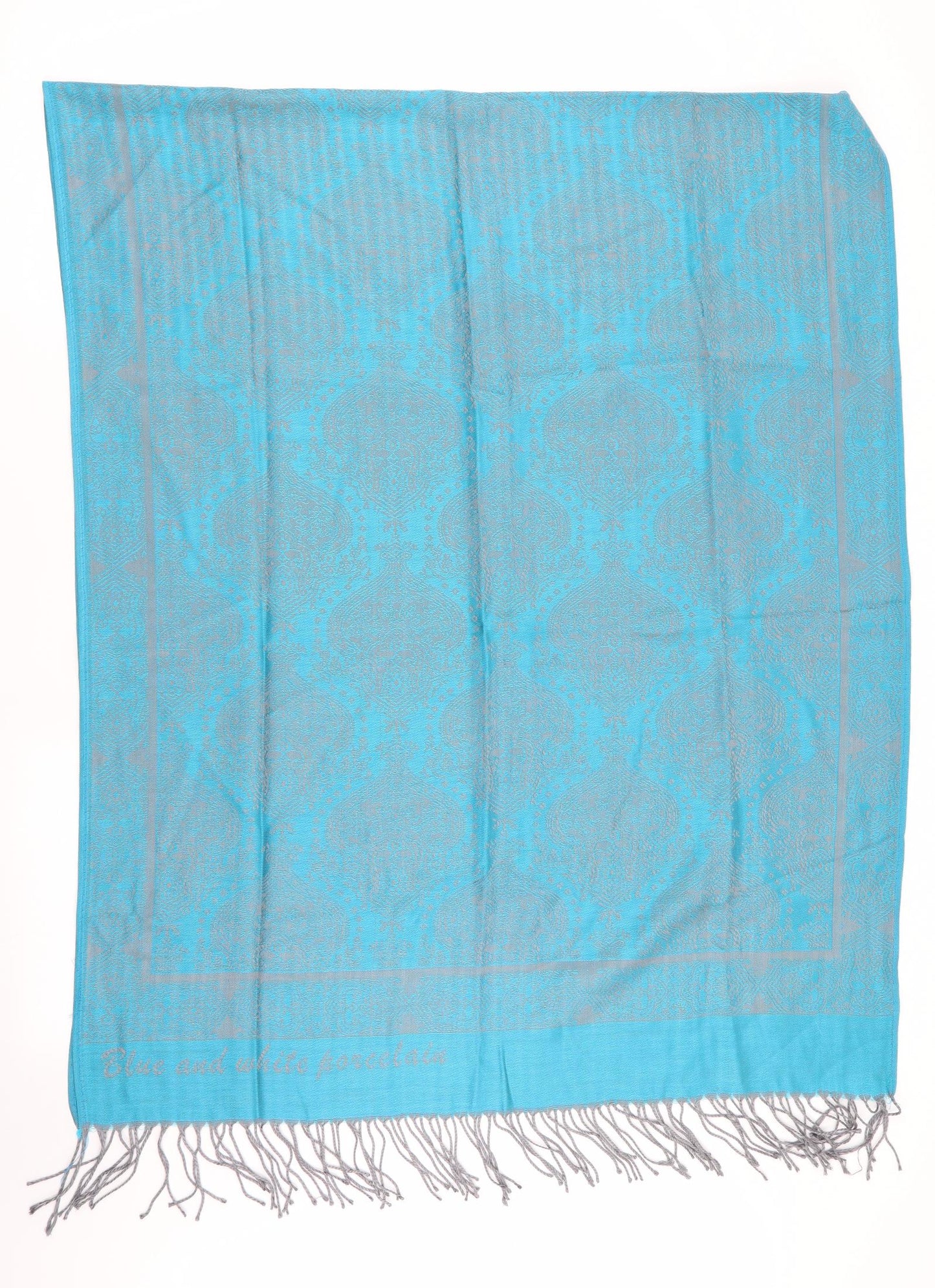 Preworn Womens Blue Geometric   Shawl/Wrap   - Blue and white porcelain