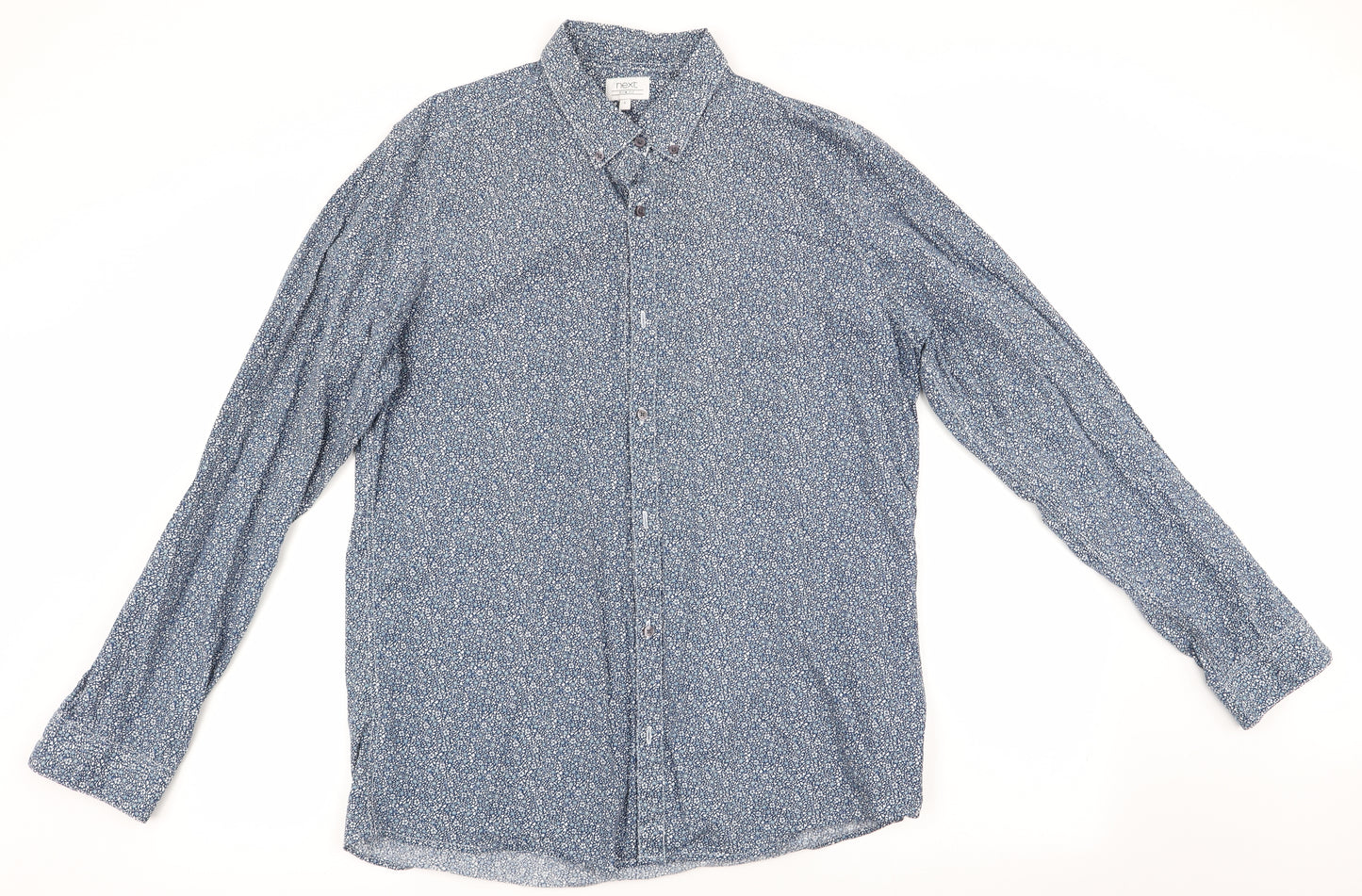 NEXT Mens Blue Floral   Button-Up Size L