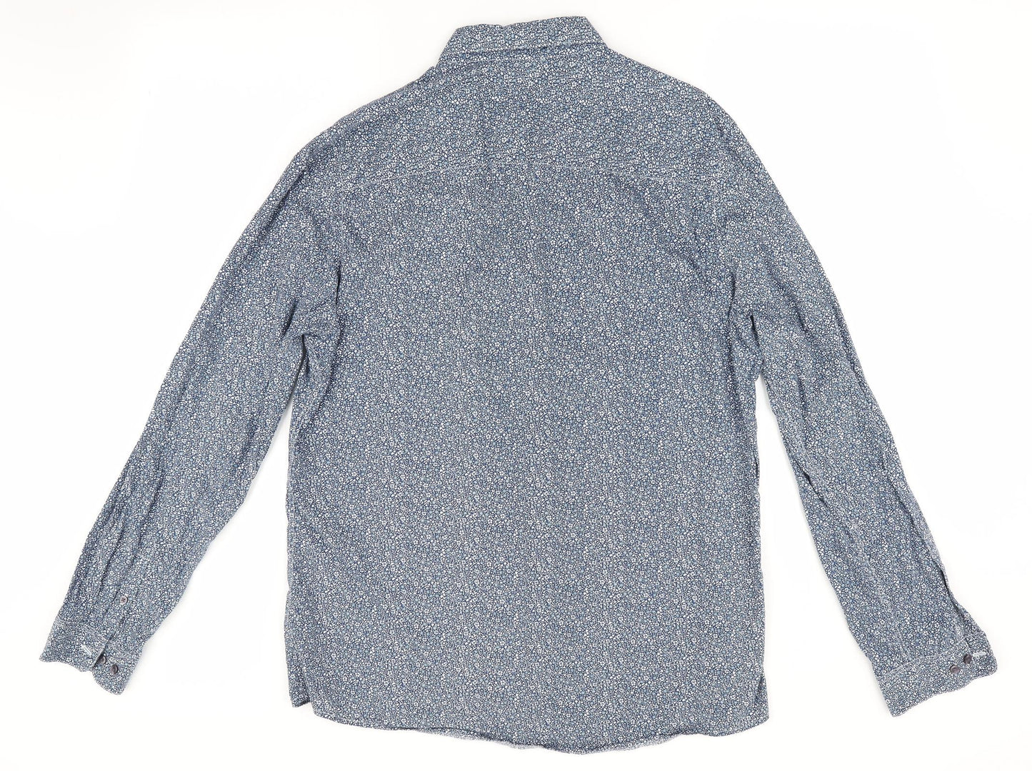 NEXT Mens Blue Floral   Button-Up Size L