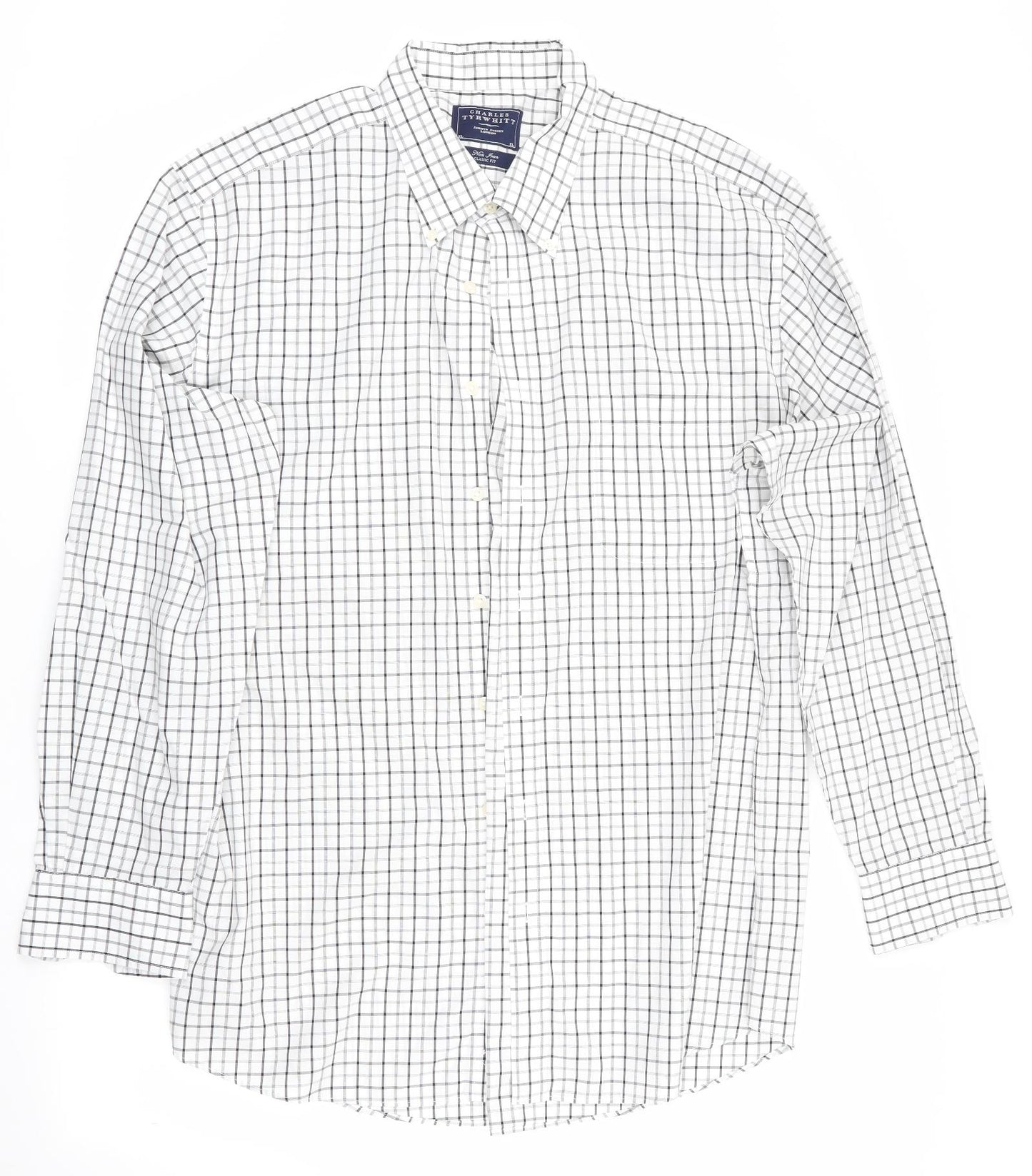 Charles Tyrwhitt Mens Grey Check   Button-Up Size XL