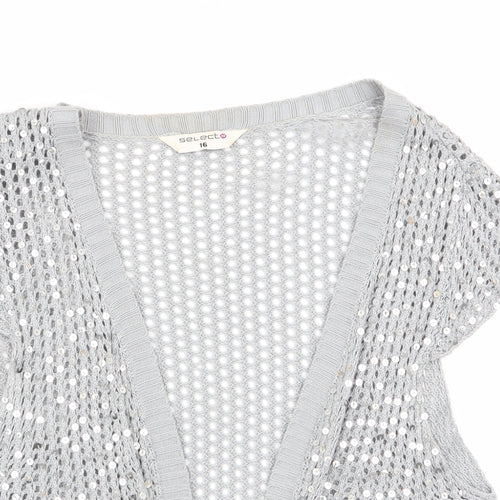 Select Womens Grey   Cardigan Jumper Size 16  - Waistcoat Style