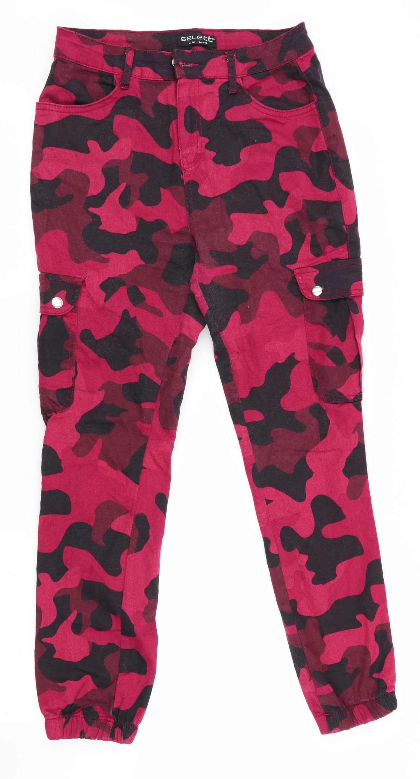 Select Womens Red Camouflage  Jogger Trousers Size 12 L28 in