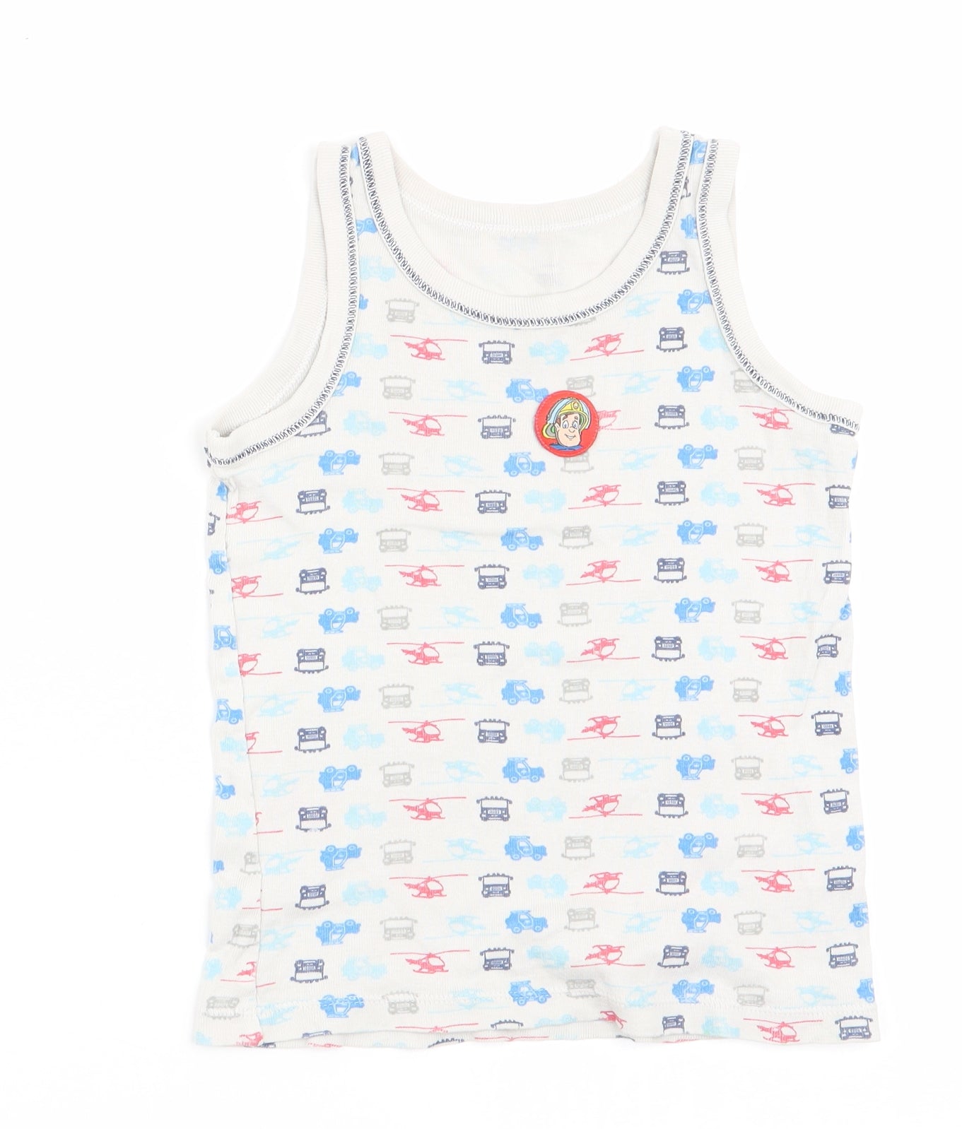 Marks and Spencer Boys Blue   Basic Tank Size 3-4 Years  - Fireman Sam