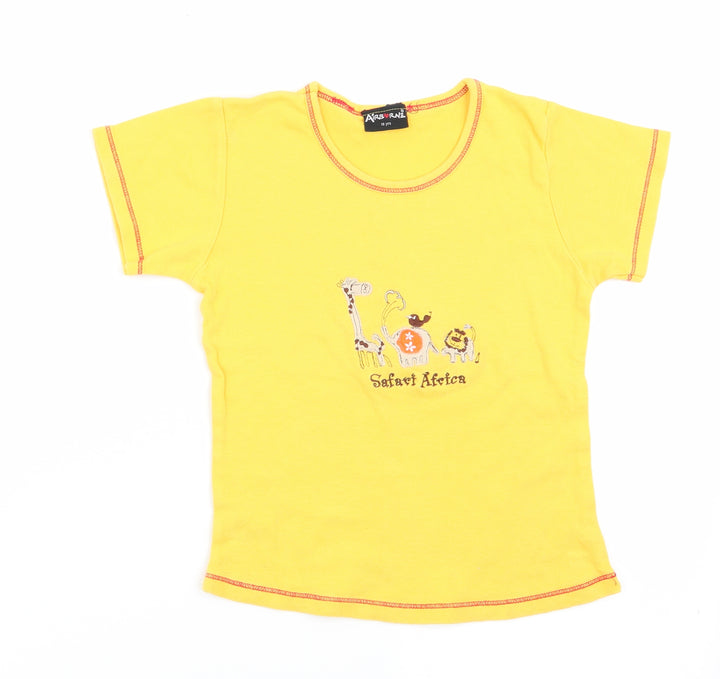Airbourn Boys Yellow Animal Print Basic T-Shirt Size 10 Years - Safari Africa