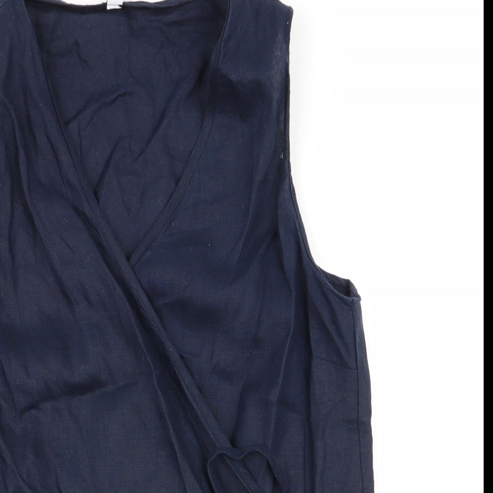 Mango Womens Blue   Wrap Blouse Size S  - Linen wrap tunic