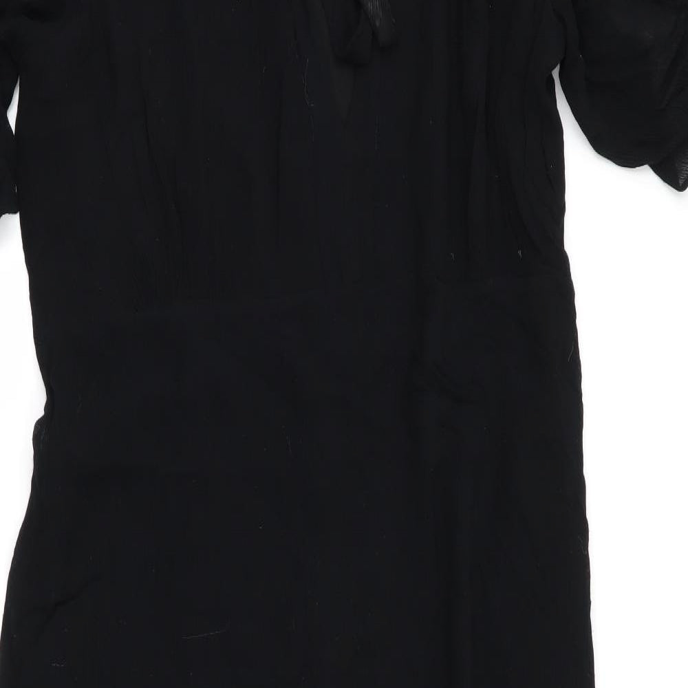 Zara  Womens Black   Fit & Flare  Size 14  - Front tie neck