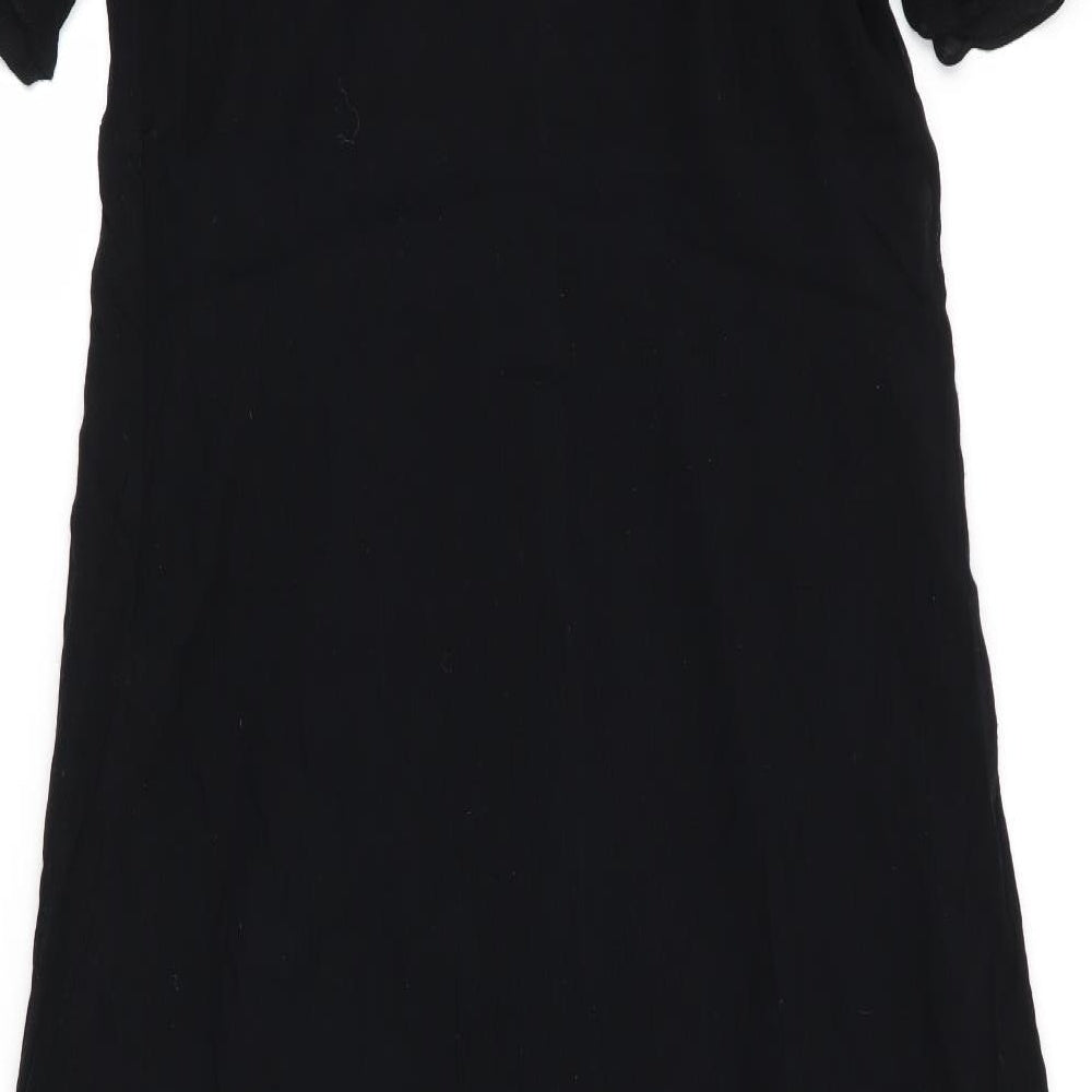 Zara  Womens Black   Fit & Flare  Size 14  - Front tie neck