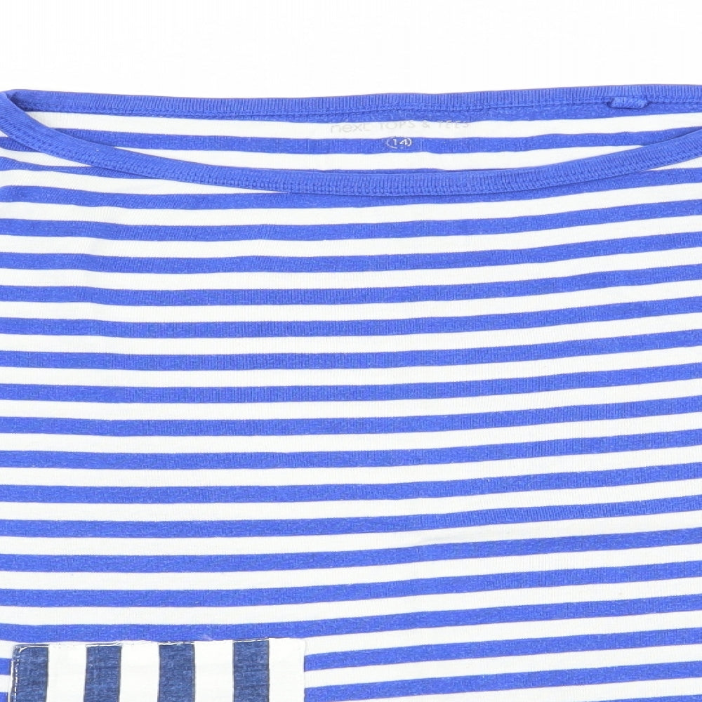NEXT Womens Blue Striped  Basic T-Shirt Size 14