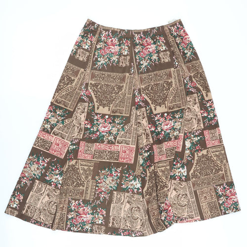 JEFFREY OHRENSTEIN Womens Brown Floral  Flare Skirt Size 16