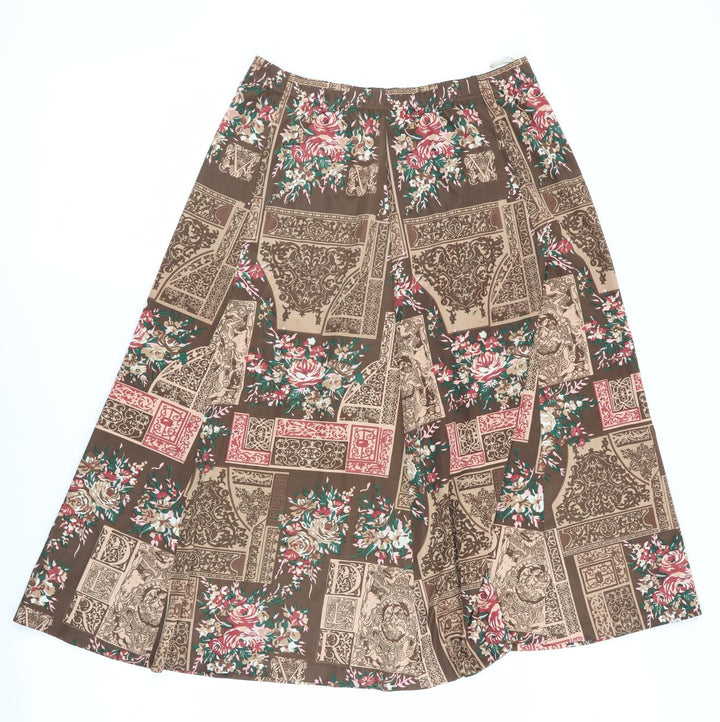 JEFFREY OHRENSTEIN Womens Brown Floral  Flare Skirt Size 16